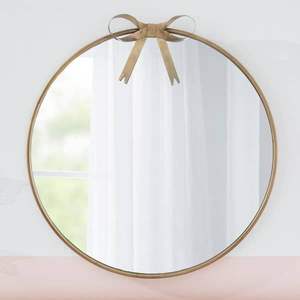 Espejo de pared dorado, espejo de pared con forma de lazo, espejo decorativo redondo, espejo de pared de lujo, espejo con marco dorado, espejo redondo decorativo - Product Image 4