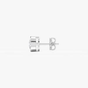 Boucle d'oreille unique sertie de diamant rond de 1 carat créé en laboratoire, monture closée, en or blanc 14 carats, certifiée IGI, boucles d'oreilles tendance pour femmes - Product Image 3