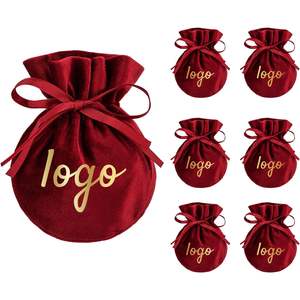 2025 20 pièces sacs d'emballage cadeau en velours personnalisés sacs de faveur de mariage avec fond rond pochette de rangement de bijoux Logo inclus - Product Image 4