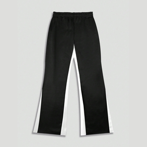 Pantalon de survêtement large pour homme en toile noire écologique et respirante, imprimé motif craquelé flamme étoile ascendent et lettres, avec cordon de serrage, style streetwear - Product Image 3