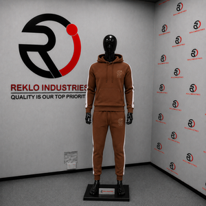 Brown <b>Mens</b> Tracksuit Set Custom Logo Pullover Hoodie <b>Jogger</b> Pants <b>White</b> Side Stripe Fleece Streetwear Sportswear Wholesale Sales - Product Image 3