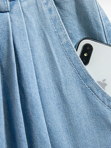 Jupe longue en jean taille haute pour femme, nouvelle collection 2023, style coréen vintage, couleur unie, polyvalente, décontractée, B2891 - Product Image 6