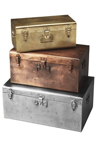 Caja de Almacenamiento Metálica de Diseño Europeo Vintage Unicorn Handicrafts, Baúl Decorativo con Asas y Cierres en Tono Dorado, Duradera - Product Image 4