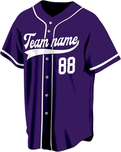 Maillot de baseball violet personnalisé avec nom et numéro de l'équipe 88, sérigraphié, unisexe, pour adulte, manches courtes, coupe classique - Product Image 5