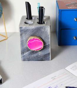 Marble Pen Holder <b>Desk</b> <b>Accessories</b> Organizer Grey Stone Marble Pencil Pen Holder Desktop Decoration <b>Kids</b> Room - Product Image 5