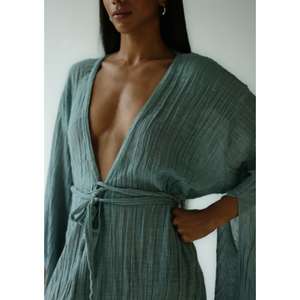 Vestido Maxi Bohemio para Mujer, Cuello en V Profundo, Sin Mangas, Cintura Ajustable, Largo, Informal, para Verano, Playa o Resort, 100% Algodón, Estampado Floral - Product Image 2