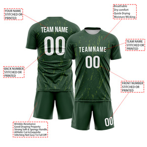 Soccer Jersey Set Green 100% Polyester Short Sleeve Men's <b>Athletic</b> Fit Moisture Wicking Team Apparel Uniform Custom SPORTS - Product Image 6