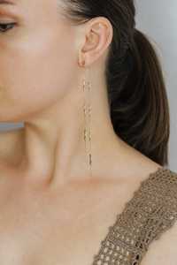 <b>Dangle</b> Long Drop Chain Front Back <b>Earrings</b> With 925 Sterling <b>Silver</b> 14K Gold Plated Miyuki Twist Bugles - Product Image 5