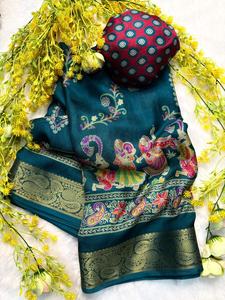 Nouveau Sari Ethnique en Viscose pour Femme, Design Élégant et Doux Motif Melon, Tissage Jacquard Léger, Idéal pour Mariage, En Stock - Product Image 4