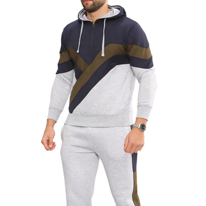 OEM/ODM Men Color-Block Tracksuit Lightweight Breathable <b>Hoodie</b> Jogger Set Customized Logo Sportswear Tracksuit - Product Image 5