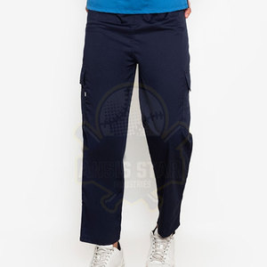 Conjunto de uniforme médico azul para hombre con cuello en V, pantalones azul marino, tela de punto con elastano, fusión sin costuras, detección de agujas, secado rápido - Product Image 2