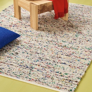 Tapis tressé en laine fait main avec boucles en forme de galets |   Tapis de sol texturé sur mesure avec bordure |   Design moderne à boucles épaisses - Product Image 1