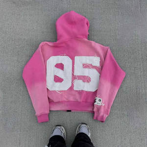 Sudaderas con Capucha de Felpa Gruesa 100% Algodón con Bordado Desgastado Personalizado, Sudaderas con Capucha de Felpa Francesa para Invierno - Product Image 4