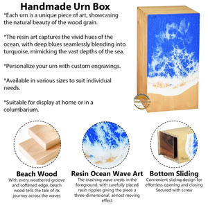 Urne funéraire marron Sea Water Design pour cendres humaines ou d'animaux, inspirée de l'océan, par AYAANS - Product Image 2