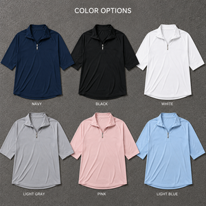 Camiseta de golf personalizada con logo para mujer, cuello en V, media cremallera, estampado por descarga, manga corta, tela de malla transpirable, top deportivo de alto rendimiento - Product Image 3