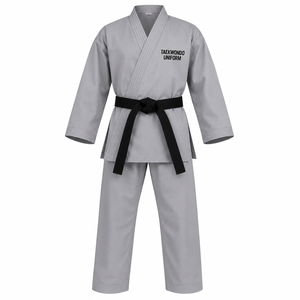 Uniforme de Taekwondo Personalizado, Uniforme de Artes Marciales de Algodón y Poliéster Premium, Dobok para Entrenamiento, para Adultos y Niños, Cinturón Blanco y Negro, Fabricante de Uniformes - Product Image 1