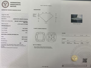 Diamante Rosa de Corte Cojín de 1.47ct 1.49ct, Certificado IGI, Claridad VVS, Cultivado en Laboratorio CVD para Joyería, Venta al Por Mayor - Product Image 6