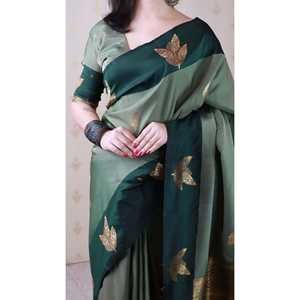 Elite Weaves Dusty Concept Floral Zari Woven Saree Grey Soft Silk Sari with Elegant Zari Work 650g - Product Image 5