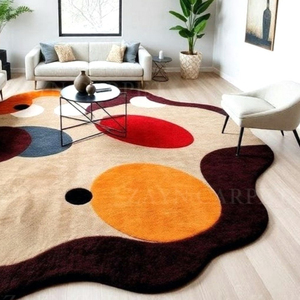 Hand Tufted Multicolor Organic <b>Abstract</b> Wool <b>Rug</b>, Irregular Shape Modern Carpet for Living Room Bedroom Home Decor Wholesale - Product Image 2
