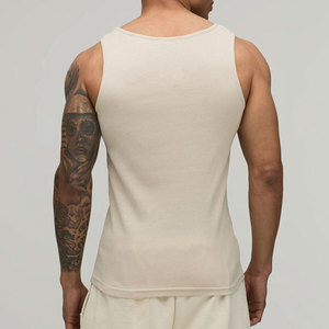 Muscle Athletic <b>Singlet</b> Men's <b>Running</b> Outdoor Fashion Blank Logo High Street Wholesale Ribbed Elastane Tank Top For Summer - Product Image 6