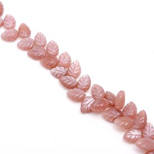 AAA <b>Peach</b> Moonstone Leaf Shape Gemstone Beads Hand Carved Gemstone Beads Jewelry Making 10-11MM Natural Moonstone Beads 8" Inch - Product Image 4