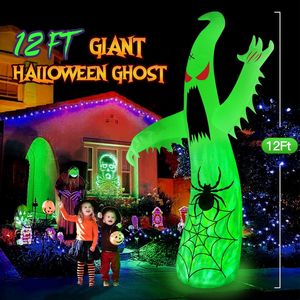 Decorazioni Gonfiabili di Halloween da Esterno 3,6 Metri, Fantasma Gigante con Luci LED a 3 Colori Rotanti, Decorazioni Spaventose per Giardino per le Festività - Product Image 3
