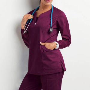 Oem 100% Cotton Custom Logo Hospital Uniform Nursing Scrubs Suit Sets Doctor Scrubs Uniform Unisex Medical Scrubs Woven Fabric - Product Image 3