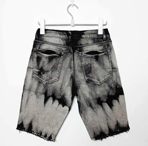 Shorts de mezclilla casuales para hombre Snow Wash, de cintura media, transpirables, elásticos, con patchwork, de moda, ODM, tejidos, 100% algodón, de secado rápido - Product Image 2