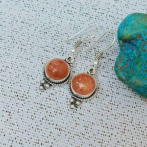 Boucles d'oreilles en pierre de soleil naturelle, argent sterling 925, bijoux en pierres précieuses faits à la main, cadeau pour femme, boucles d'oreilles promesse - Product Image 6