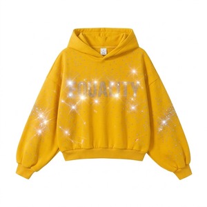 Sudadera con capucha personalizada de algodón 100% de alta calidad y logotipo de diamantes de imitación, estilo oversize, para unisex. - Product Image 6