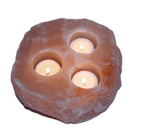 Support de bougie sculpté en sel de l'Himalaya, forme naturelle, écologique, 3 trous, réduit le stress, élimine les moisissures/bactéries, décoration Feng Shui pour la maison - Product Image 3