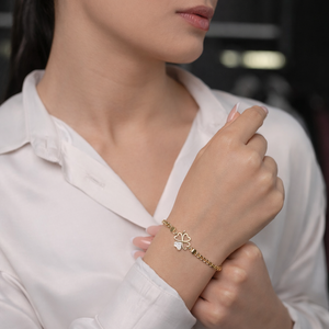 สร้อยข้อมือทองคำแท้ 14K ดีไซน์รูปหัวใจและใบโคลเวอร์สี่แฉก สร้อยข้อมือหัวใจใบโคลเวอร์สี่แฉกสำหรับผู้หญิง ของขวัญสุดหรูสำหรับผู้หญิง - Product Image 4