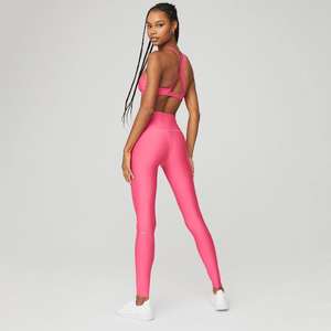 Conjunto de Leggings y Sujetador Deportivo para Mujer de Calidad Premium, Cintura Elástica, Ajuste Ceñido, Forro Polar, Spandex/Poliéster, 2 Piezas, Color Sólido - Product Image 6