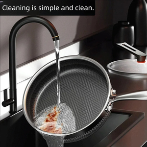 Multipurpose Deep Saute Pan With Tempered Glass Cover Professional Grade Nonstick Interior Durable Stainless Steel - Product Image 5