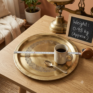 Plateau de Pooja en laiton fait main, assiette traditionnelle de Puja, plateau de service en laiton gravé, assiette décorative, cadeau en gros - Product Image 5