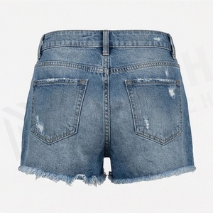 กางเกงยีนส์ขาสั้นผู้หญิงแบบทำลายพิเศษ กระโปรงขาดๆ สำหรับสาวๆ กระโปรงผ้าฝ้ายมีกระเป๋า เสื้อผ้าแฟชั่นลำลองคุณภาพพรีเมียม _1 - Product Image 2
