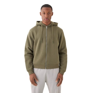 Custom <b>Men</b> Olive Green Blank Hoodie Full <b>Zip</b> <b>Up</b> Premium Heavyweight Casual <b>Fleece</b> Sweatshirt Jacket - Product Image 1