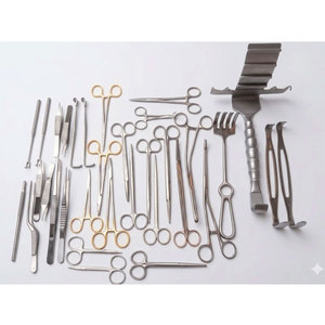Kit chirurgical d'abdominoplastie et de remodelage corporel pour animaux, 34 pièces, réutilisable, en acier inoxydable, en boîte (Marque Surginexa, Modèle) - Product Image 1