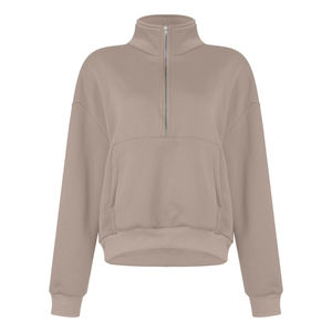 Sweat-shirt à col zippé de haute qualité avec logo personnalisé, vêtement de détente printemps-automne, pull en laine uni à manches longues, sweat-shirt à quart de zip - Product Image 5