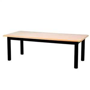 Mesa de Centro Rectangular Industrial con Cubierta de Madera Enchapada y Patas de Cilindro de Metal Negro, Mesa Grande para Sala de Estar u Oficina - Product Image 1