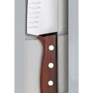 Cuchillo Santoku de Madera de 17 cm, Acero Inoxidable, Hoja Afilada con Borde Granton, Mango Marrón Remachado, Herramienta de Cocina para Rebanar, Picar y Cortar - Product Image 6