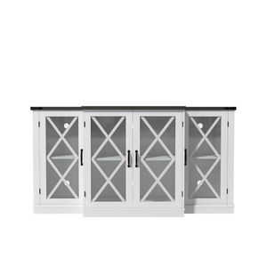 Centro di intrattenimento in stile fattoria 63 \ "Console multimediale in legno altezza regolabile con scaffali per soggiorno - Product Image 2