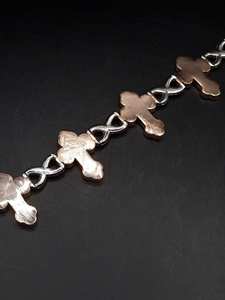 Luxury Two Tone Gold Cross Link <b>Bracelet</b> Baguette Lab Grown Diamond Pave Setting Iced Out Hip Hop Religious Charm <b>Infinity</b> Chain - Product Image 3