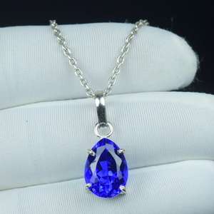 Hermoso Colgante de Tanzanita con Corte de Pera, Plata de Ley 925, Collar Azul, Regalo de Piedra de Nacimiento de Diciembre - Product Image 1