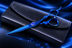 Ciseaux de coiffure professionnels légers en acier inoxydable 440C de 7 pouces avec manche bleu dragon pour la coupe et l'éclaircissement des cheveux - Product Image 3