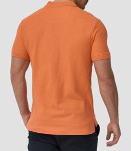 Men's <b>Orange</b> Short Sleeve for Shirt 100% Cotton Pique Knitted Casual Solid Color Quick Dry Breathable Regular Fit - Product Image 4