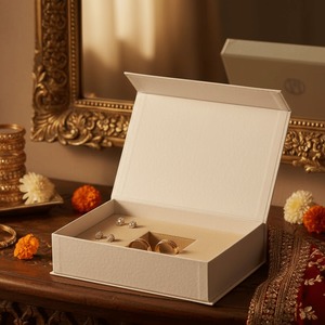 กล่องของขวัญเครื่องประดับแบบคราฟท์ที่เป็นมิตรกับสิ่งแวดล้อมและดูหรูหรา |   บรรจุภัณฑ์พกพาแบบแม่เหล็กเคลือบยูวีพร้อมฟองน้ำสำหรับใส่ต่างหูและแหวน - Product Image 4