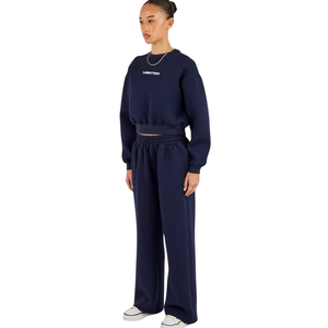 Ensemble de survêtement décontracté pour femme : pull à col rond à manches longues et pantalon droit à taille élastique, deux pièces - Product Image 6