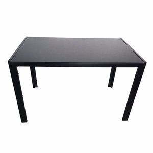 Tavolo da Pranzo Semplice in Vetro Temperato Nero e Ferro Assemblato - Product Image 5