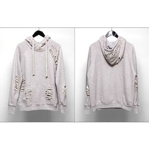 Sweat à capuche décontracté pour homme, coupe droite, avec logo personnalisé, effet délavé, en molleton et coton/élasthanne, manches raglan, design coupé - Product Image 1
